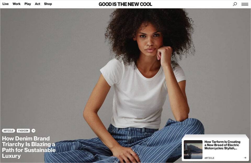 Good is the new Cool | Stories of inspiration, innovation, and impactウェブサイトの画面キャプチャ画像