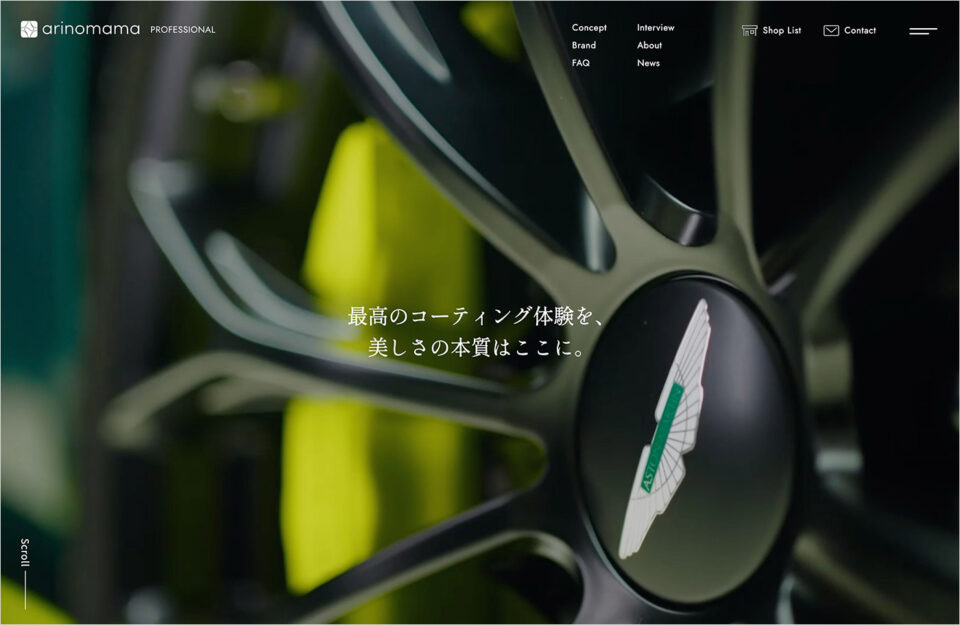 arinomama Professionalウェブサイトの画面キャプチャ画像