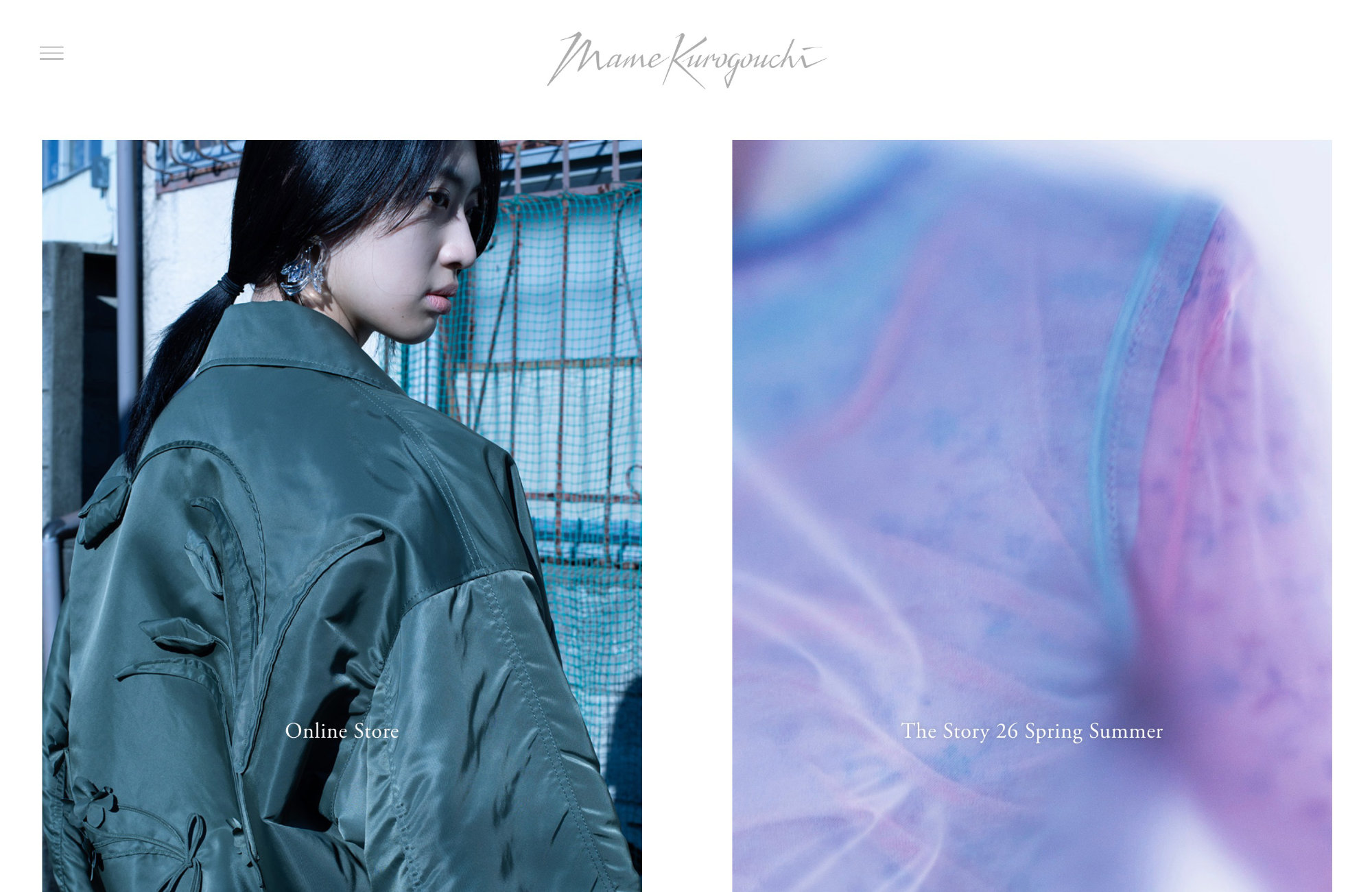 Mame Kurogouchiウェブサイトの画面キャプチャ画像