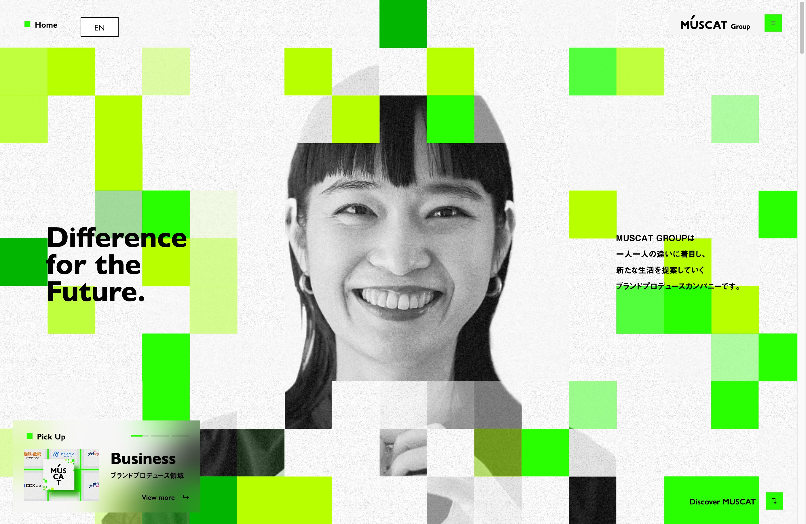 株式会社MUSCAT GROUPウェブサイトの画面キャプチャ画像