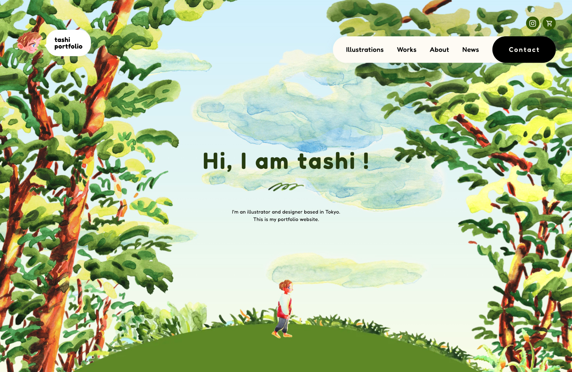 tashi Illustration&Design Portfollioウェブサイトの画面キャプチャ画像