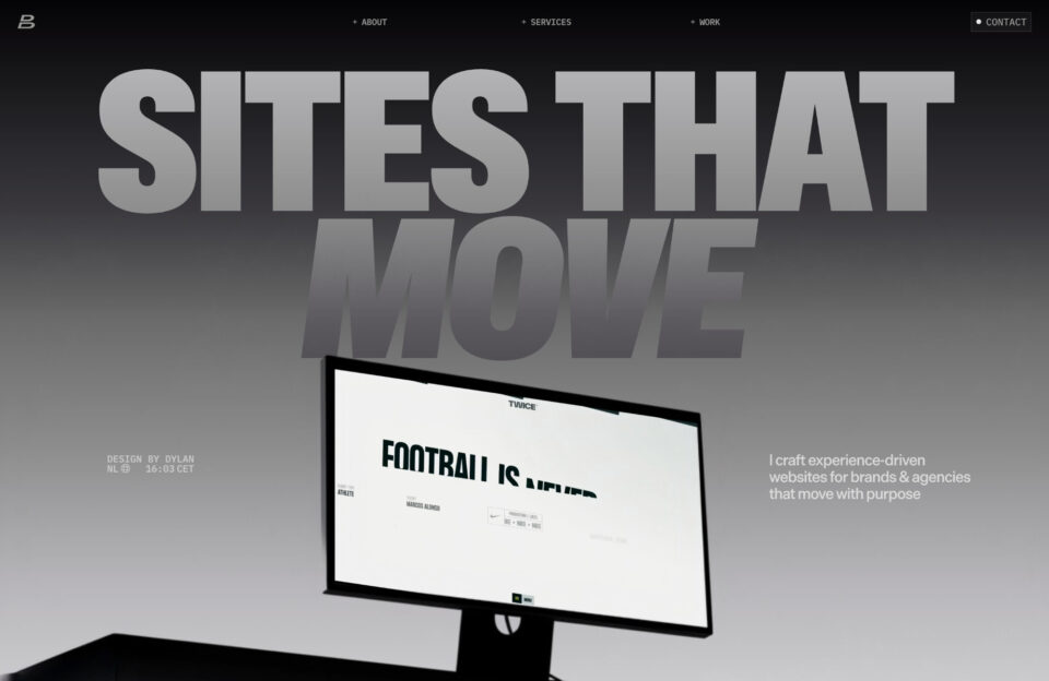 Design by Dylan ✦ Digital Designer & Webflow Developerウェブサイトの画面キャプチャ画像