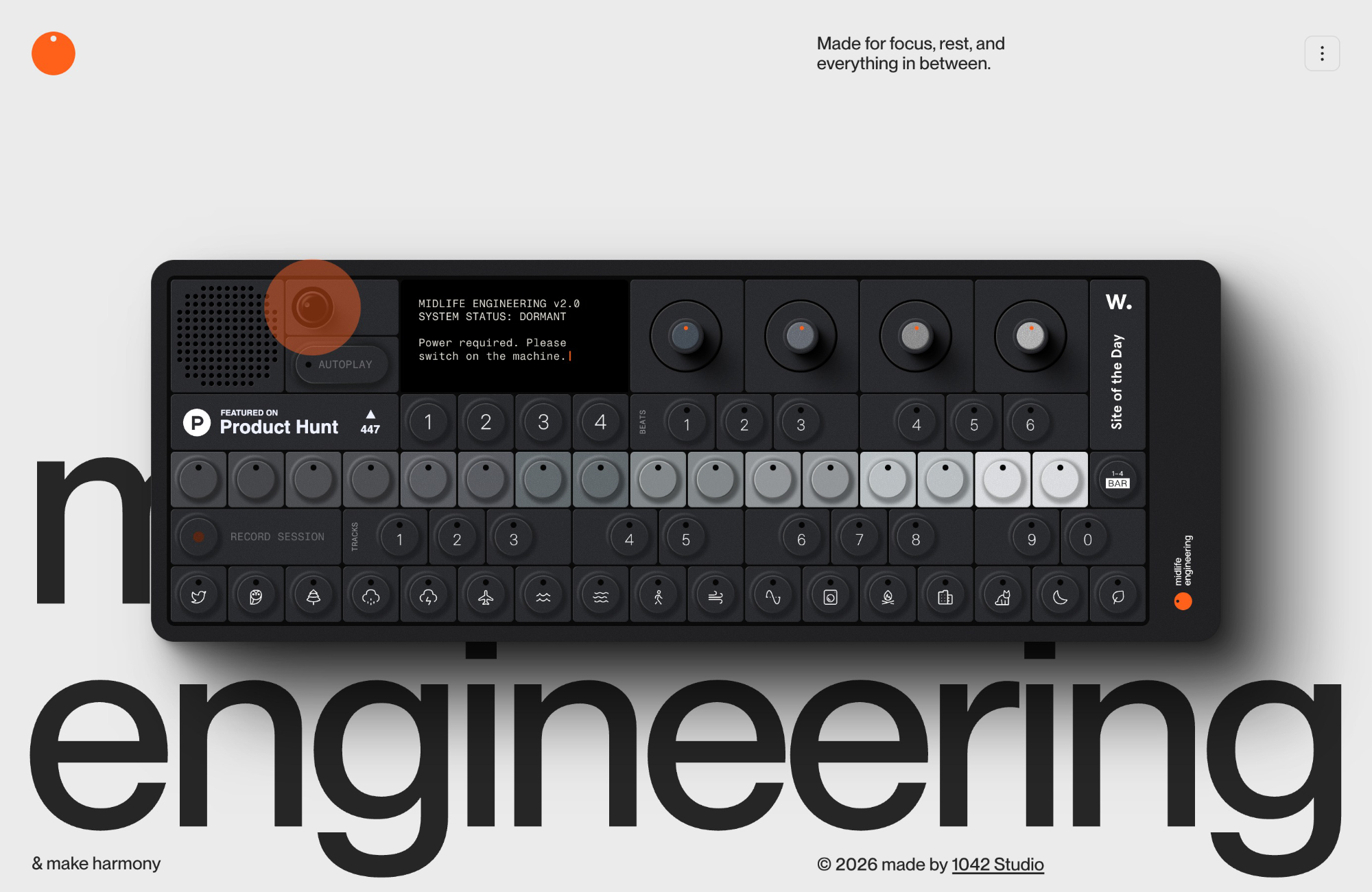Midlife Engineering – Sound therapy for a harmonious mindウェブサイトの画面キャプチャ画像