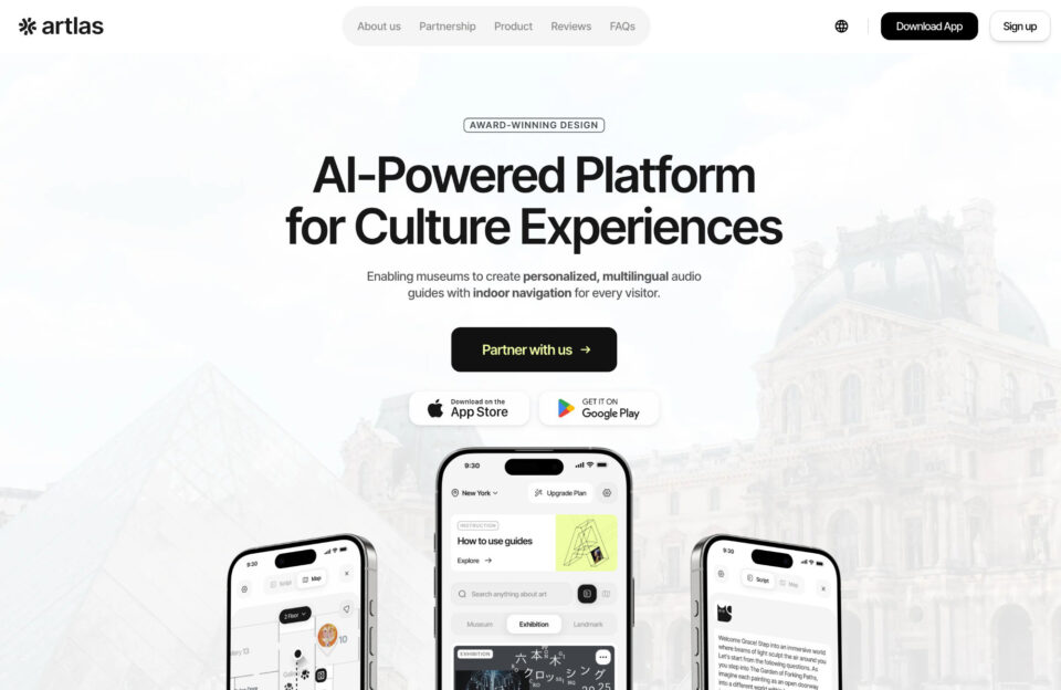 Artlas — AI-Powered Platform for Culture Experiencesウェブサイトの画面キャプチャ画像