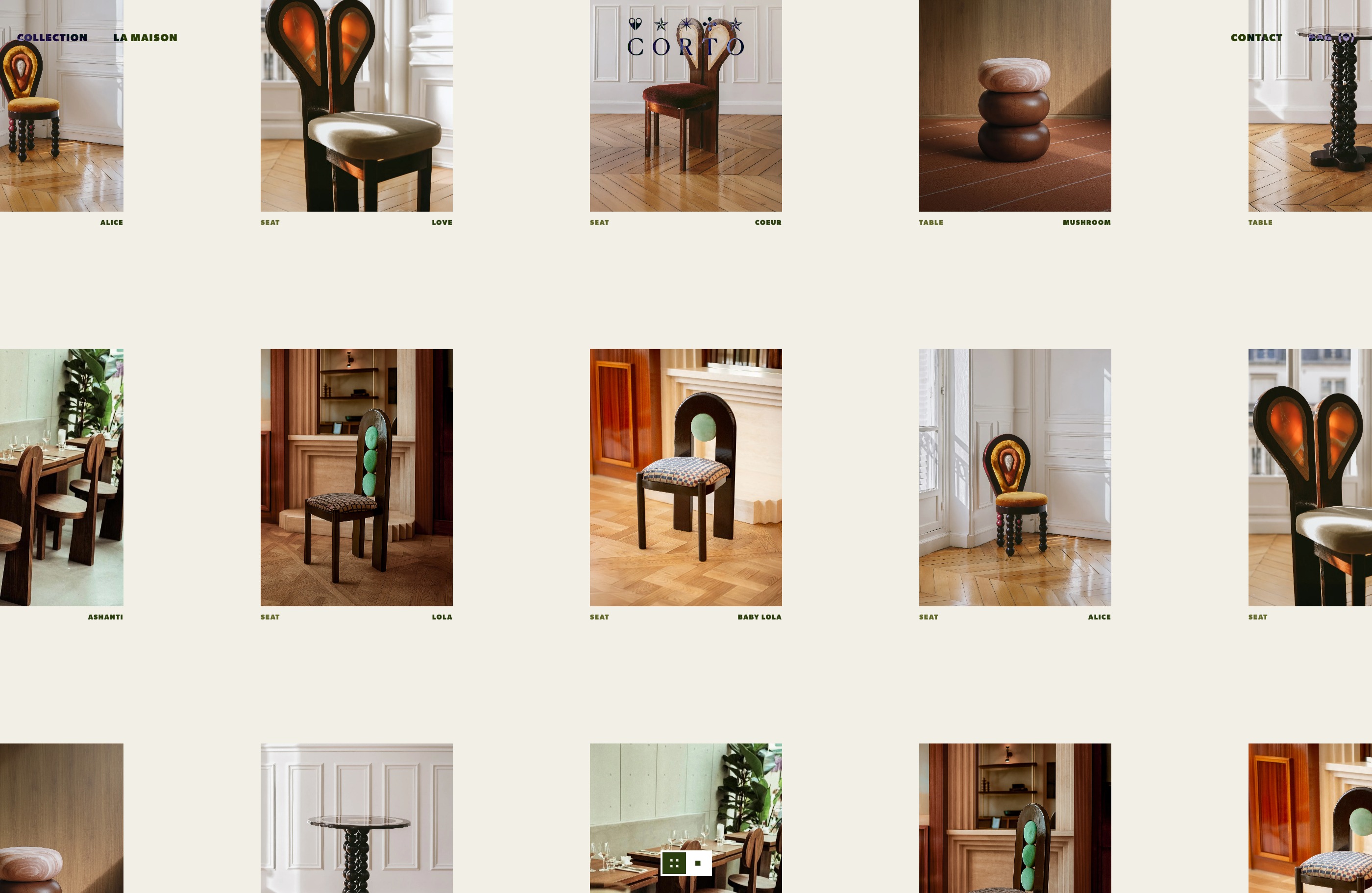 House of Corto — Furniture by Jessica Milleウェブサイトの画面キャプチャ画像
