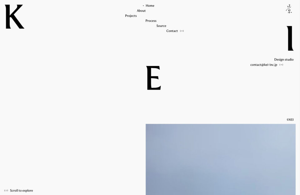 KEI inc. – Design studioウェブサイトの画面キャプチャ画像
