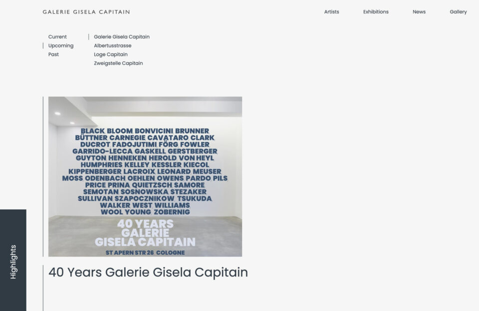 Galerie Gisela Capitainウェブサイトの画面キャプチャ画像