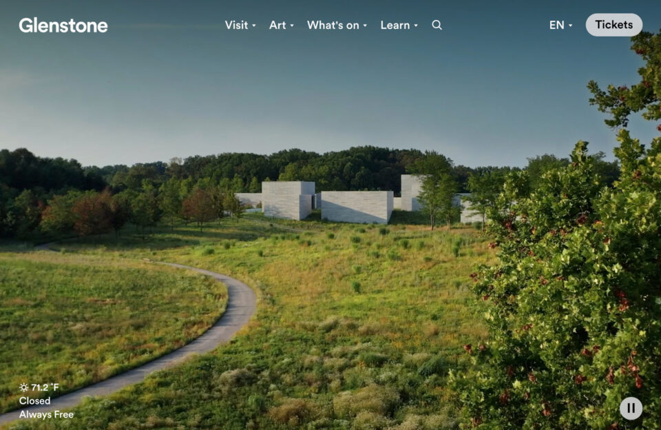 Glenstoneウェブサイトの画面キャプチャ画像