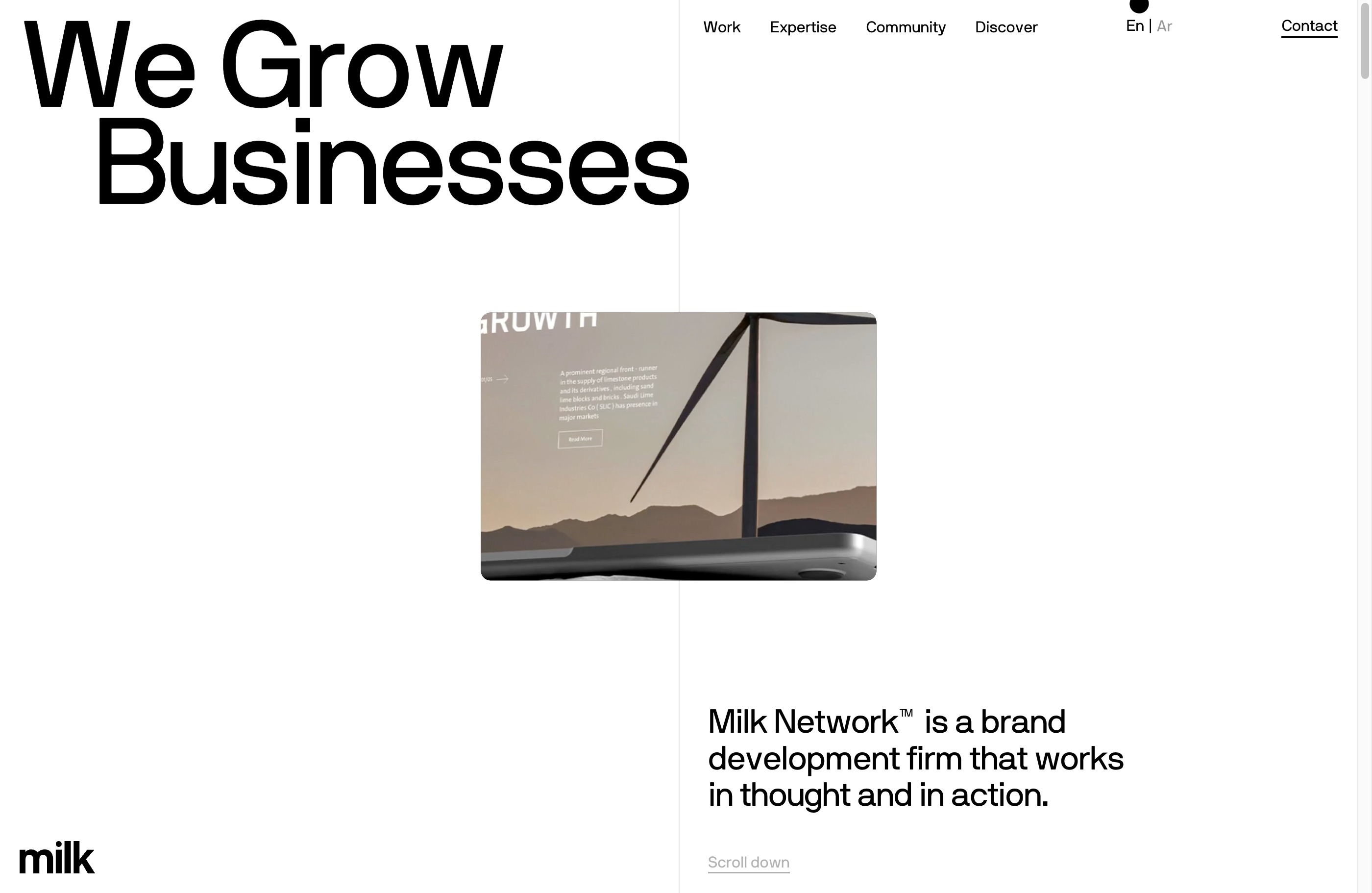 Milk Network – Brand Development Firmウェブサイトの画面キャプチャ画像